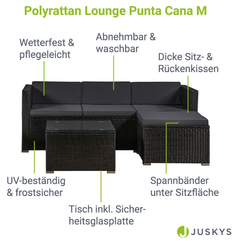 Polyrattan Lounge Punta Cana M Schwarz