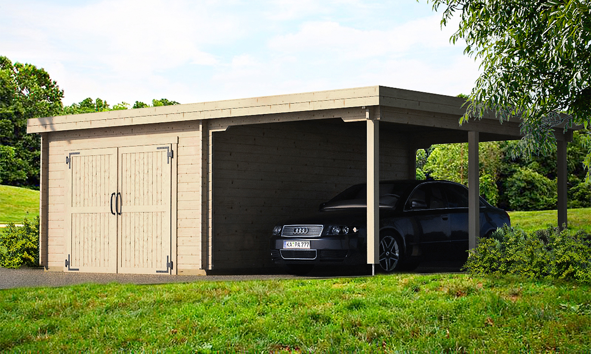Garage mit Carport Hibiscus