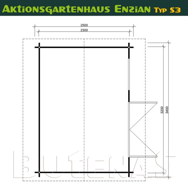 Gartenhaus Enzian - Typ S3